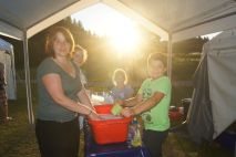 Spülen im Sonnenuntergang